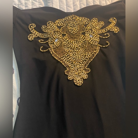 Beaded design midi dress (Black - Wine color ) - Picture 4 of 4